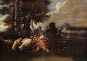MOLA, Pier Francesco Herminie gardant ses troupeaux grave sur un arbre le nom de Tancrede Spain oil painting artist